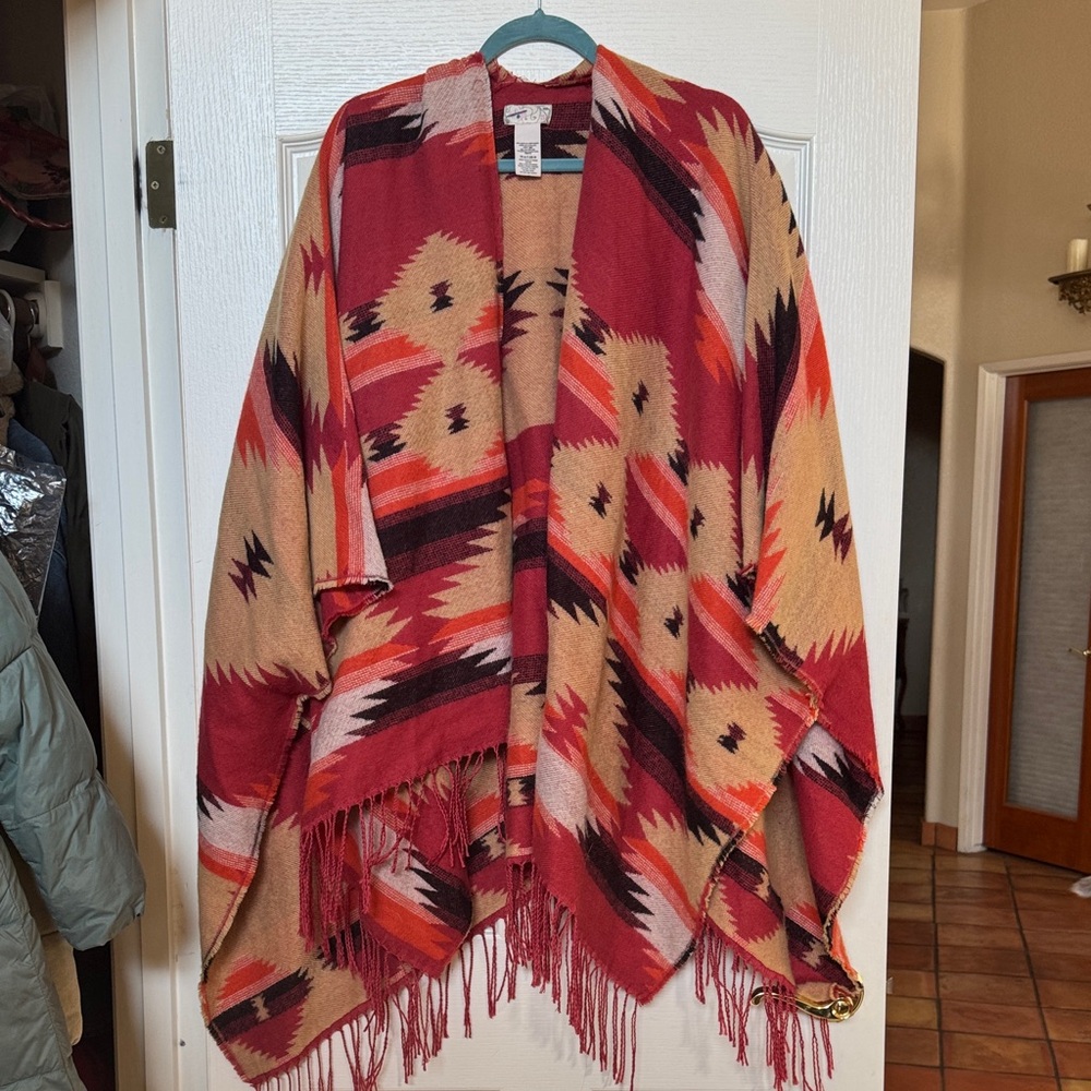 Free People Red and Tan Patterned Tunic